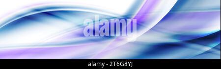 Abstract shiny blue purple smooth blurred waves banner design. Vector wavy header background Stock Vector