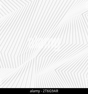 Grey white curved refracted 3d geometric lines tech background. Abstract light monochrome smooth minimal vector design Stock Vector