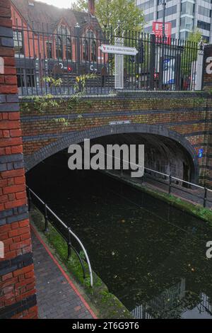 Birmingham, UK - Nov 5, 2023: Black Sabbath Bridge in the Gas Street area of Birmingham Stock Photo