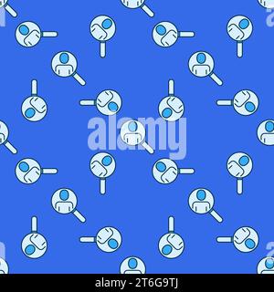 Magnifying Glass with Man vector concept blue seamless pattern Stock Vector