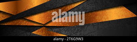 Bronze and black grunge geometric corporate background. Vector banner design Stock Vector