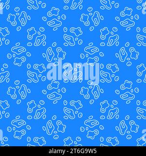 Microbes vector concept blue seamless pattern in thin line style Stock Vector