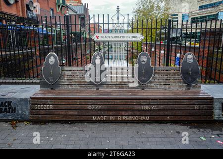 Birmingham, UK - Nov 5, 2023: Black Sabbath Bridge in the Gas Street area of Birmingham Stock Photo