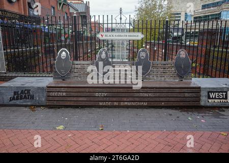 Birmingham, UK - Nov 5, 2023: Black Sabbath Bridge in the Gas Street area of Birmingham Stock Photo