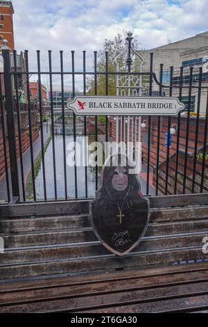 Birmingham, UK - Nov 5, 2023: Black Sabbath Bridge in the Gas Street area of Birmingham Stock Photo