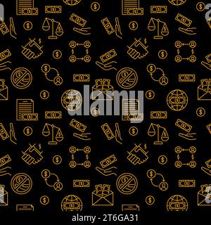 Money and Corruption vector concept creative seamless pattern in thin line style Stock Vector