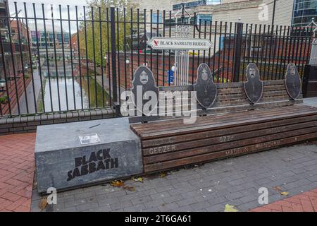 Birmingham, UK - Nov 5, 2023: Black Sabbath Bridge in the Gas Street area of Birmingham Stock Photo