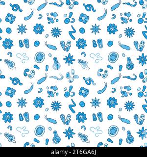 Seamless pattern with Virus, Vicrobe and Microscopic Bacterium concept vector creative symbols Stock Vector