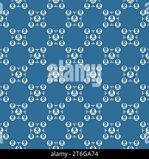 People in Five Circles vector Sociology concept blue seamless pattern Stock Vector
