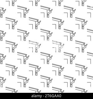 Roof Gutter System vector concept outline seamless pattern Stock Vector