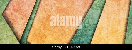 Contrast green and orange abstract grunge tech banner design. Old wall concrete texture background. Vector illustration Stock Vector