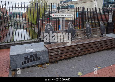 Birmingham, UK - Nov 5, 2023: Black Sabbath Bridge in the Gas Street area of Birmingham Stock Photo