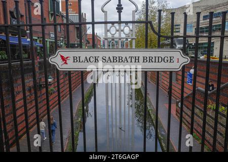 Birmingham, UK - Nov 5, 2023: Black Sabbath Bridge in the Gas Street area of Birmingham Stock Photo