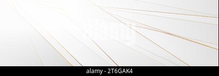 Grey and white corporate abstract background with golden bronze lines. Vector modern geometric banner design Stock Vector