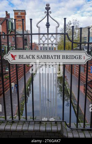 Birmingham, UK - Nov 5, 2023: Black Sabbath Bridge in the Gas Street area of Birmingham Stock Photo