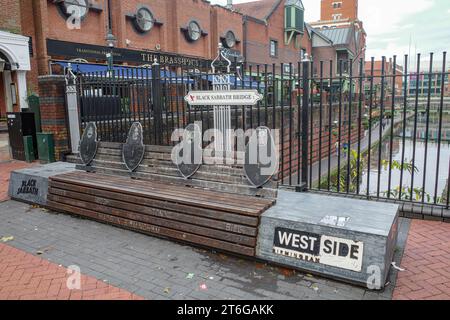 Birmingham, UK - Nov 5, 2023: Black Sabbath Bridge in the Gas Street area of Birmingham Stock Photo