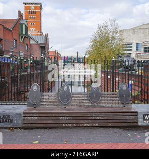 Birmingham, UK - Nov 5, 2023: Black Sabbath Bridge in the Gas Street area of Birmingham Stock Photo