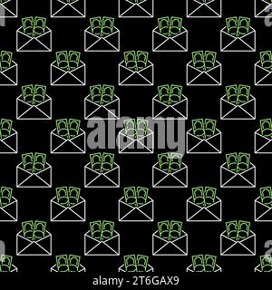 Envelope with Money vector Bribery concept linear seamless pattern Stock Vector