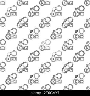 Handcuffs with Money vector Corruption concept outline minimal seamless pattern Stock Vector