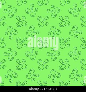 Bacteria Microorganisms vector concept green thin line seamless pattern Stock Vector