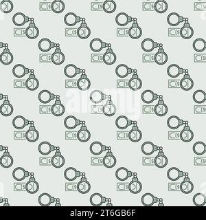 Handcuffs with Banknote vector Stop Corruption concept colored seamless pattern Stock Vector