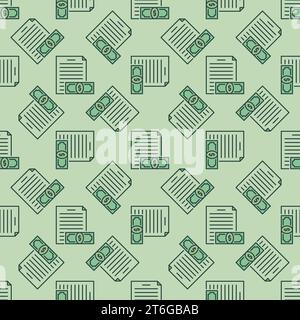 Document with Banknote vector Payment concept colored seamless pattern Stock Vector