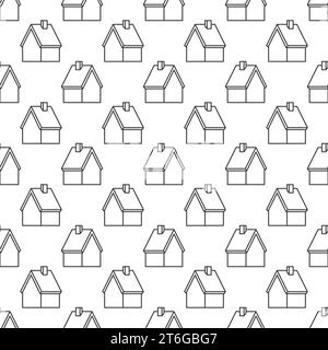 House vector concept linear minimal seamless pattern Stock Vector