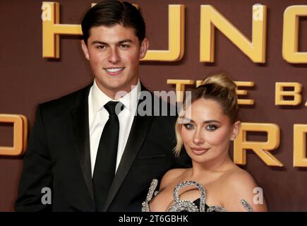 London, UK. 09th Nov, 2023. Louis Rees-Zammit and Saffron Barker arrive at 'The Hunger Games: The Ballad of Songbirds & Snakes' World Premiere at BFI IMAX Waterloo in London. (Photo by Fred Duval/SOPA Images/Sipa USA) Credit: Sipa USA/Alamy Live News Stock Photo