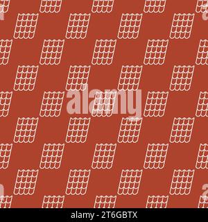 Roofing Material vector Concrete Tile Roof concept outline seamless pattern Stock Vector