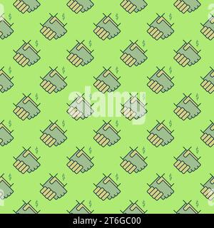 Handshake with Dollar Sign vector Bribery concept colored seamless pattern Stock Vector