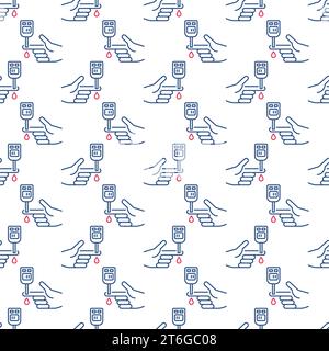 Blood Sugar Test vector Glucose Meter concept seamless pattern in outline style Stock Vector
