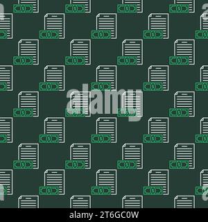 Money and Document vector Invoice concept seamless pattern in thin line style Stock Vector