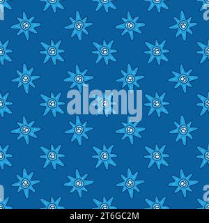 Virus vector concept blue creative seamless pattern Stock Vector