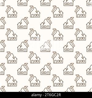 House Roof Repair and Installation vector concept linear seamless pattern Stock Vector
