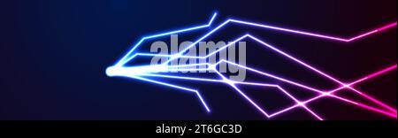 Blue ultraviolet neon glowing curved lines hi-tech abstract banner. Futuristic vector background Stock Vector