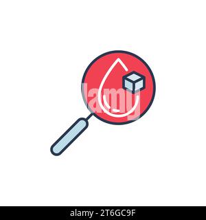 Blood with Glucose inside Magnifier vector Diabetic concept colored icon or logo element Stock Vector