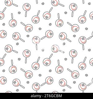 Magnifier and Blood with Glucose vector Diabetic concept linear seamless pattern Stock Vector