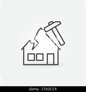 House Roof Repair and Installation vector concept linear icon or symbol Stock Vector