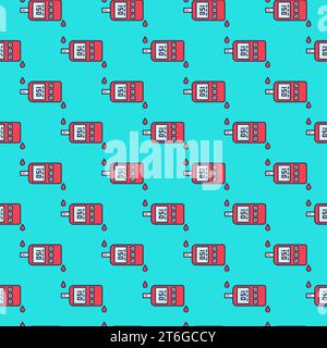 Red Glucose Monitor vector concept colored seamless pattern Stock Vector