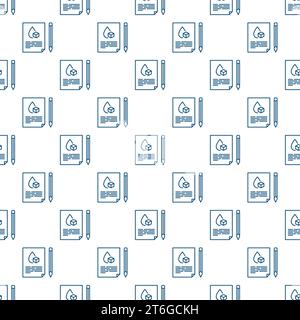 Blood Glucose Test vector Diabetes Diagnostics concept seamless pattern in thin line style Stock Vector