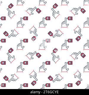 Glucose Meter and Hand vector Glucometer concept colored seamless pattern Stock Vector