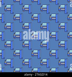 Vehicle Wrapping vector Car Detailing concept blue creative seamless pattern Stock Vector