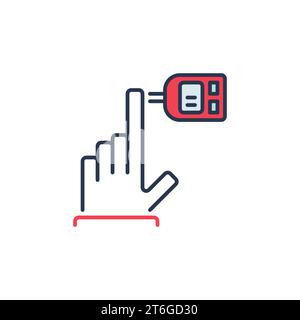 Glucose Meter and Hand vector Glucometer concept colored icon or design element Stock Vector