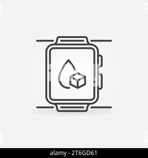 Glucometer in Smartwatch vector Blood Glucose Monitoring concept outline icon or symbol Stock Vector