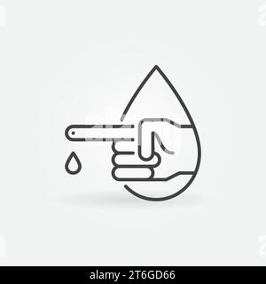 Finger Blood Test vector Drop concept linear icon or symbol Stock Vector