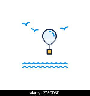 Radiosonde Flying above Ocean vector concept colored icon or sign Stock Vector