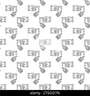 Glucometer Blood Test vector concept outline seamless pattern Stock Vector
