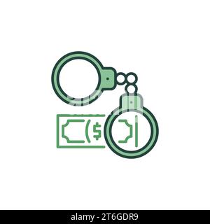 Handcuffs with Banknote vector Stop Corruption concept colored icon or design element Stock Vector
