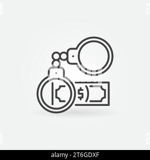 Handcuffs with Money vector Corruption concept outline icon or symbol Stock Vector