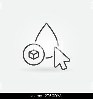 Mouse Cursor on Blood Drop with Sugar vector concept outline icon or symbol Stock Vector